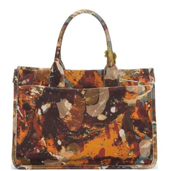 VINCE CAMUTO Orla tasseled canvas striped women's tote purse - NATURAL - Picture 11 of 13